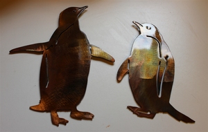Ensemble de 3 décorations d'extérieur en métal découpées au laser sur le thème des pingouins, art de jardin minimaliste pour l'automne, à poser au sol, décoration intérieure - Product Image 5