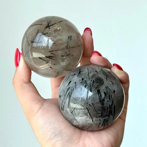 Esfera de Turmalina Negra Pulida, Bola de Cristal Natural, Decoración para el Hogar, Feng Shui, Pieza de Arte Coleccionable, Tendencia de Moda de Gujarat - Product Image 3