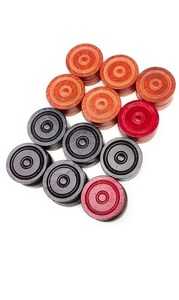 Round Wooden Checkers Pieces Carved <b>Ring</b> Disc Game Tokens Black Red Natural Wood - Product Image 3