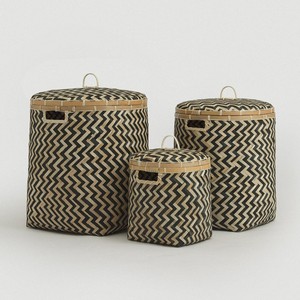 Panier décoratif en bambou avec couvercle, bacs de rangement empilables, panier à linge fait main, organisation du linge - Product Image 6