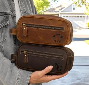 Neceser de Cuero Genuino Impermeable Personalizado para Hombre, Organizador de Cosméticos de Viaje Vintage, Kit de Aseo de Cuero LNTB-0028 - Product Image 5