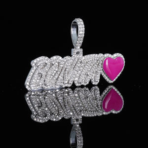 Colgante de Doble Capa con Nombre Personalizado, con Diamante de Corte Brillante Redondo de Moissanita, Joyería Hip Hop para Regalo, de Phoenix Enterprise - Product Image 3