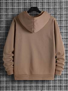 เสื้อฮู้ดผู้ชายแบบสวมหัว สีพื้น ผ้าระบายอากาศ ผ้าฟลีซ 100% ผ้าฝ้าย แขนปกติ เสื้อฮู้ดแบบ unisex - Product Image 5