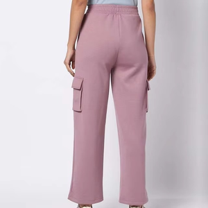Pantalones Cargo Holgados para Mujer, Cintura Elástica, Largura hasta el Tobillo, Color Sólido, Ropa Casual, Tejido de Algodón Suave, Bolsillos Utilitarios - Product Image 3