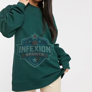 เสื้อสเวตเชิ้ตคอกลมโอเวอร์ไซส์สำหรับผู้หญิง สีพื้น แขนยาว ผ้าฝ้ายถัก 100% ระบายอากาศได้ดี เหมาะสำหรับใส่ลำลองในฤดูใบไม้ร่วง - Product Image 5