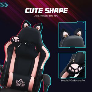 Sedia da Gaming Nera Girevole in Ecopelle con Poggiatesta, Supporto Lombare e Poggiapiedi per Casa e Ufficio - Product Image 4