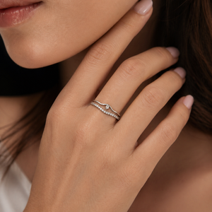 925 Sterling <b>Silver</b> Women's Curved Wave <b>Solitaire</b> <b>Ring</b> with Cubic Zirconia Minimalist Elegant High Polish Finish Daily Wear Wedd - Product Image 5