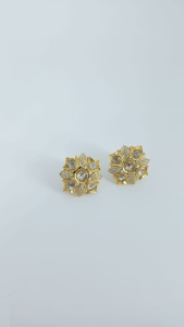 Pendientes de moda Royal Fashion, chapados en oro rodio, con diseño de flor Kundan, joyería de diseño para mujer. - Product Image 2