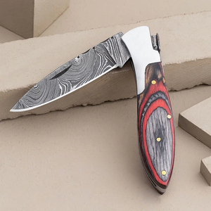 Burraq Custom Handmade Damascus Steel Camping Pocket Knife Wood Handle Drop Point 7-inch Overall Length Industrial DIY Grade 1 - Product Image 6