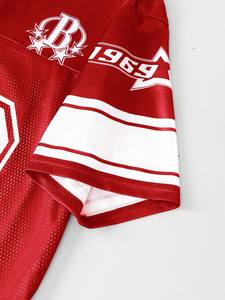 Camiseta de Fútbol Americano para Hombre, Roja Sólida, 240gsm, Malla, Cuello en V, Ropa Deportiva de Equipo, Número Personalizado, Sublimación, Suministro al por Mayor OEM - Product Image 5