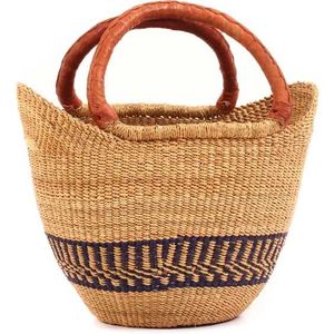 Bolso Tote de Paja Hecho a Mano de Calidad Superior con Asa de Cuero Marrón Chevron, Bolso de Playa de Seagrass Natural, Moda - Product Image 3