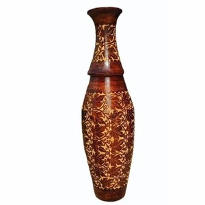 Handcrafted Teak Wood Carved Vase Wholesale | Jodhpur Design Moradabad - Product Image 4