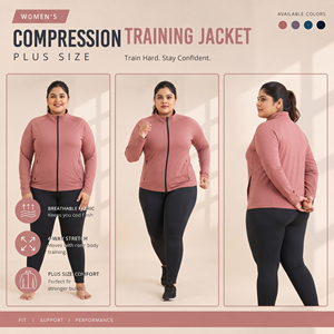 Women's Plus Size <b>Compression</b> Training Jacket Full Zip Stand Collar Sportswear Top Ladies Spandex Polyester Yoga Fitness Jacket - Product Image 4