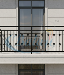 Balustrade de balcon moderne de luxe en fer forgé sans cadre, résistante à la rouille, solutions de design graphique - Product Image 2