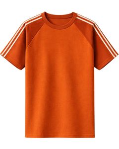 T-shirt à manches raglan orange et blanc pour homme, décontracté, été, col rond, épaules rayées, respirant, mélange de coton, doux et confortable à porter - Product Image 1