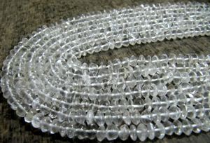 Perles en cristal de roche naturel, forme bouton, lisses, 7 mm, type rondelle - Product Image 3