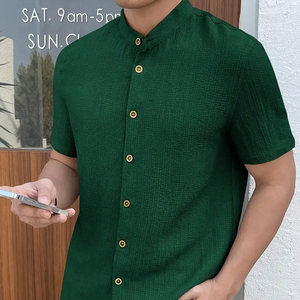 เสื้อเชิ้ตผู้ชายลายแปลกใหม่สำหรับฤดูร้อน น้ำหนัก 240 กรัม เนื้อผ้านุ่ม ยืดหยุ่น แขนสั้น สไตล์ลำลอง ติดกระดุม ทรงโอเวอร์ไซส์ เหมาะสำหรับกิจกรรมกลางแจ้ง ขายดี - Product Image 4