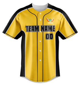 USA TEAMWEAR Baseball Jersey Yellow Black Sublimated Print Moisture Wicking Unisex Adult Short Sleeve Regular Fit - Product Image 4