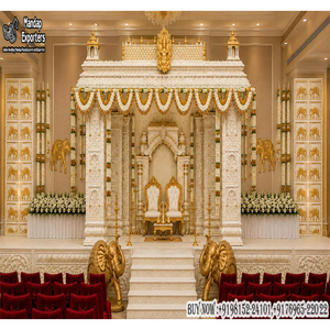 Traditional Tamil Wedding Muhurtham Mandap Decoration With <b>Elephant</b> Statues Divine Tirupati Temple Theme Wedding Mandap <b>Decor</b> - Product Image 1