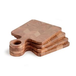 Timber Flip Wooden Board Rectangle Chopping Board With Handle Handmade Mango Wood <b>Kitchen</b> Cutting Block Set Combination Package - Product Image 2