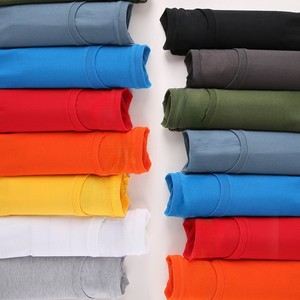 Bangladesh China Factory Price Custom Logo Embroidery CVC plus size round neck solid color texture blank T-shirt - Product Image 5