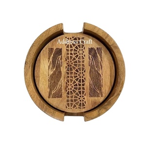 Latest Designed Engraved <b>Wooden</b> Coasters Table Mats Non Slip <b>Placemat</b> Classic Design Coasters Mats and Pads Decorative Coasters - Product Image 3