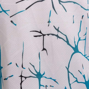 Men's White Short Sleeve O-Neck T-Shirt With Blue <b>Tree</b> Pattern Quick Dry <b>Slim</b> Fit Casual Knitted Polyester Print - Product Image 6