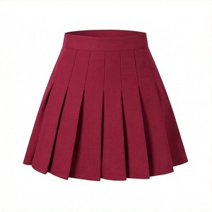Minifalda Plisada para Mujer, Color Sólido, Cintura Alta, Tejido de Tela, Estilo para Todas las Temporadas - Product Image 1