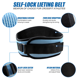 Adjustable Breathable Waist Support <b>Belt</b> For Strength <b>Training</b> <b>Weight</b> Lifting Hook Loop Closure Unisex Pink Blue Gray Black - Product Image 4