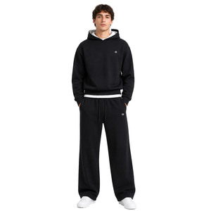 Manufacturer Custom 100% Cotton Oversized Boxy Blank Hoodies <b>Sets</b> Heavyweight Fleece Solid Pullover Loose Fit <b>Sweatpants</b> <b>Sets</b> - Product Image 1