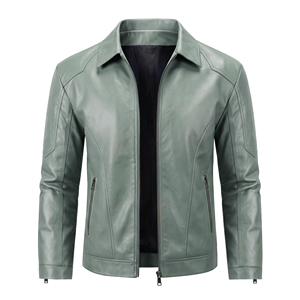 Lightweight <b>Men's</b> Leather Fashion <b>Jacket</b> For Spring Wear <b>Thin</b> Leather Coat Breathable Slim Fit Fashionable <b>Men's</b> Clothing - Product Image 1