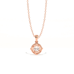 Pendentif Aarinya pour femme en or rose-blanc-jaune 9 carats avec diamant de laboratoire rond brillant et halo pavé en spirale lumineuse - Product Image 4