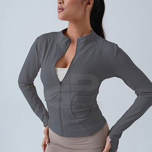 Comfortable Women <b>Yoga</b> <b>Jacket</b> Long Sleeve Quick Dry Stretch Fabric Slim Fit Zippered <b>Jacket</b> For <b>Yoga</b> - Product Image 3