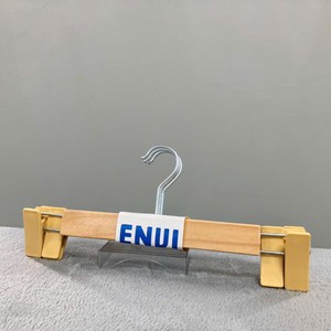 Wholesale Cheap Durable Eco-Friendly Wooden Hangers Stainless Steel Clips Multifunction Non-Slip Hook Type Bathroom Clothing - Product Image 4