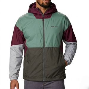 Mens Color Block Hooded Windbreaker <b>Jacket</b> Full Zip Lightweight Outdoor Sports Coat Waterproof Casual Activewear - Product Image 1