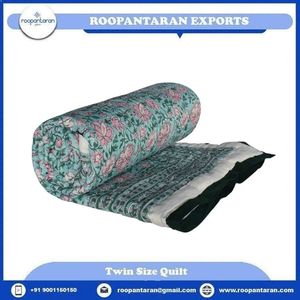 Nueva tendencia: Colcha de algodón con estampado floral verde azulado, tamaño twin, hecha a mano, reversible, para todas las estaciones, a precio económico. - Product Image 2