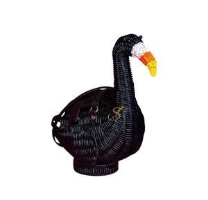 Panier de rangement créatif en rotin en gros, panier décoratif tressé en forme de cygne noir original pour la décoration d'Halloween à la maison - Product Image 1