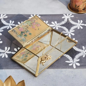 Wholesale 2026 Latest Taper Style Luxury Brass & Glass Jewelry Organizer Storage Box with Printed Lid - Product Image 6