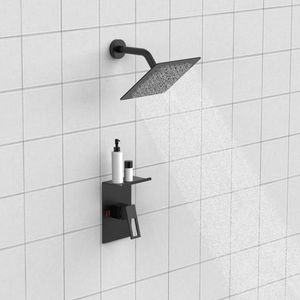 Set Doccia a Pioggia Rettangolare da 8 Pollici con Soffione Singolo, Rubinetto e Kit Decorativo con Portaoggetti - Modello C - Product Image 3