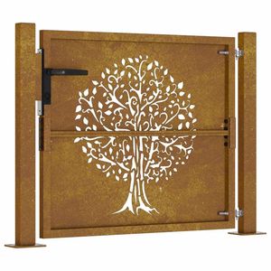 Portail de jardin en acier Corten 39,4x39,4 avec motif d'arbre unique pour l'aménagement extérieur - Product Image 5