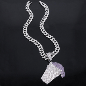 <b>Iced</b> <b>Out</b> Cup Pendant Moissanite Diamond 925 Silver Cuban Link <b>Chain</b> Hip Hop Necklace - Product Image 2
