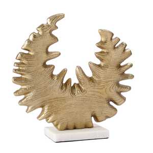 Gold Plated Aluminium Foliage Sculpture 30.5cm Modern Artistic Handmade Eco-Friendly Tabletop Decor for Home Office - Product Image 3