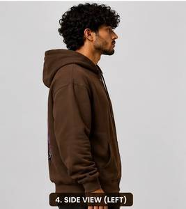 Sweat à capuche zippé en molleton de coton marron pour homme, vêtement décontracté pour l'hiver - Product Image 3
