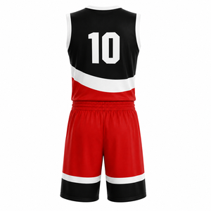 Ensemble de maillots de basket-ball personnalisés unisexes, rouge, noir, blanc, impression par sublimation, polyester respirant, vêtements d'équipe, fusion sans couture - Product Image 2