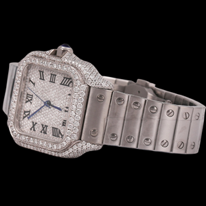 Nuevo Reloj de Edición Limitada con Caja Cuadrada, Diamantes Moissanite, Números Romanos, Acero Inoxidable, Ventana de Fecha de 25 cm y Movimiento de Cuarzo - Product Image 2