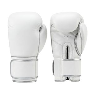 Gants de boxe Durabe Solid White au design minimaliste et épuré, respirants, haute performance, à lacets, en cuir. - Product Image 1