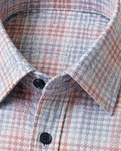 Camisa Casual Personalizada a Cuadros Rosa y Azul Cielo para Hombre, Corte Ajustado, Manga Larga, Botones, Algodón, Elegante, Calidad Premium, Ropa de Moda - Product Image 6