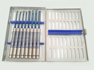 Juego de 8 Piezas de Cinceles Dentales de Acero y Acero Inoxidable de la Mejor Calidad, Instrumento Manual con Estuche para Implantes Dentales - Product Image 6
