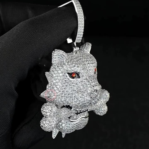 Colgantes y Dijes de Joyería Fina Hip Hop Baguette con Letra Personalizada BullDog, Collar con Nombre Chapado en Oro de 18K, Unisex - Product Image 2