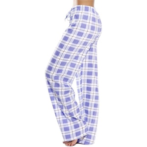Pantalones de Pijama de Franela Suaves y Casuales para Mujer, Talla Grande, Diseño Holgado y Cómodo con Corte de Campana, Estampado a Cuadros, Transpirables, para Verano - Product Image 5